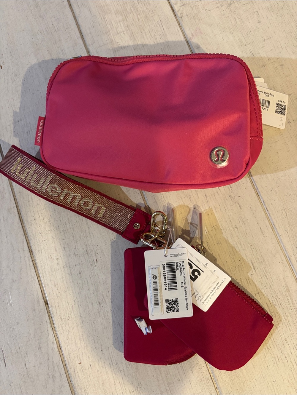 lululemon athletica Hot Pink Wristlet and Key Pouch Set